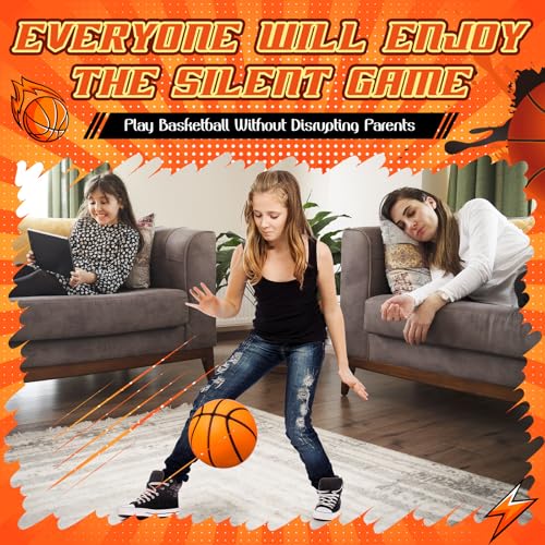 Vinsot 2 Pcs Silent Basketball Size 3 (7 Inches) Grooved Foam Indoor Basketball Soundless Quiet Dribbling Indoor Training Higher Bounce Noiseless for Kids Youth Sport Game Gift