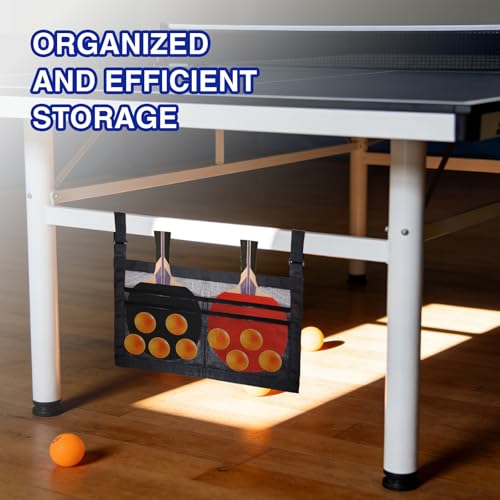 Premium Ping Pong Paddle Holder and Ball Holder Bag with Mesh, Hanging Pickleball Paddle Rack Organizer, Quick-Mount Ping Pong Ball Holder with Straps