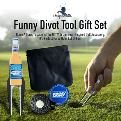 Golf Divot Tool Gift Set – Magnetic Divot Tool, Ball Marker, Hat Clip, & Case Made in USA from Durable Rust-Free Material for Easy Ball Marking, Repairing Divots, and Perfect Golf Gifts - color: Bogey Lite