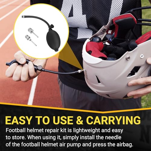 Football Helmet Air Pump Kit for Riddell Speedflex & Schutt F7 Protection Helmet, Including 1 PCS Manual Football Helmet Inflation Hand Pump & 2 PCS Inflation Needle (0.98 in and 1.35 in)