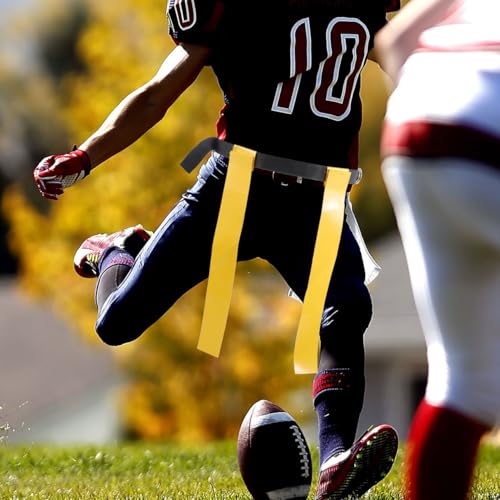 NOLITOY Flag Football Belt Set with Adjustable Football Game Belts and Reusable Red Neon Waist Flags for Youth Training
