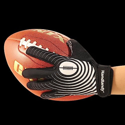 HANDLANDY Youth Football Gloves, Kids Sticky Receiver Gloves,Super Grip Football Glove Best Gift for Boys,Girls - color: Black and White, size: X-Small-Youth