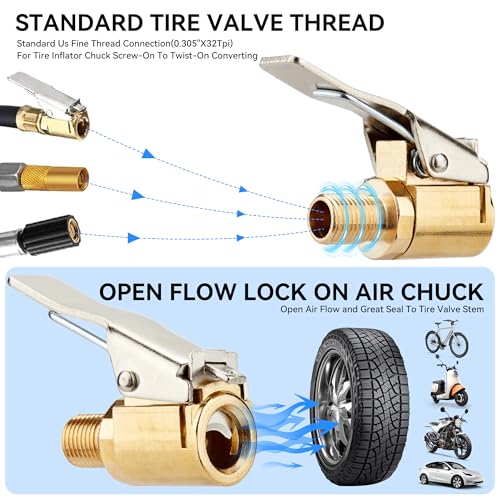 DDJ Bicycle Presta Schrader Valve Adapter, Brass DV AV SV Converter, Air Chuck Quick Connect, Inflation Needle, Air Pump Needle Set Suitable for All Bicycles, Sports Balls and Inflatable Equipment - size: 21-Piece