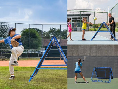 Volleyball Baseball Rebounder Net, Softball Rebounder Pitchback Net Quick Adjustments, Quick Adjustments Lacrosse Bounce Back Practice Equipment, Ideal for Outdoor Indoor and Backyard Training - size: 5FTx4FT, style: Dual-Sided Multi-Sport Rebounder