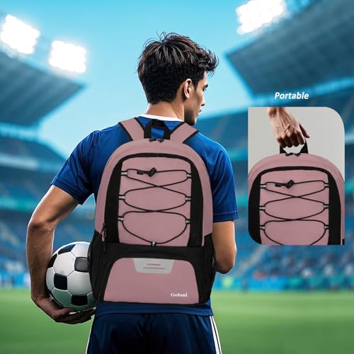 Goloni Soccer Bag, Basketball Bag with Ball Compartment & Shoe Compartment,Large Soccer Backpack for Basketball,Gym，Football - color: Brown