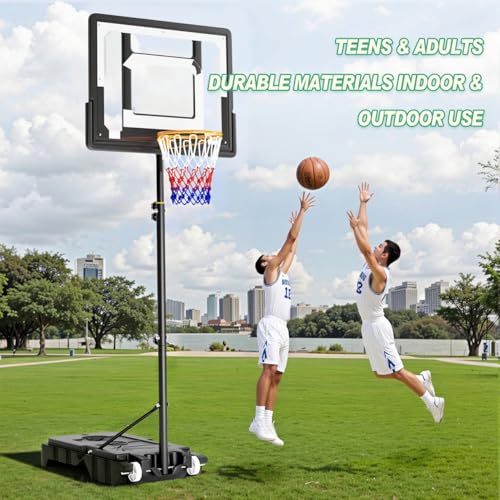 DlandHome Basketball Hoop, 5.2-6.8FT Height Adjustable,Portable Basketball Hoops & Goals for Teenagers Youth, Wheels for Driveway, Park, Gym, Indoor Outdoor Use