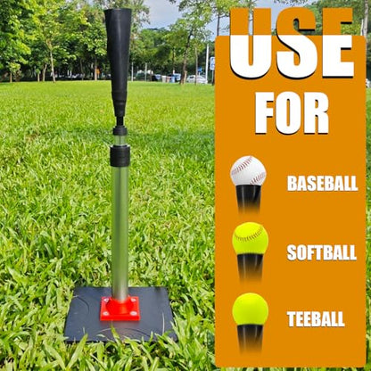 LOMGWAYS Baseball/Softball Batting Tee-Height Adjustable Premium Portable Baseball Tee with Removable Rubber Top and Heavy-Duty Base for All Ages - style: Silver 25"-47"