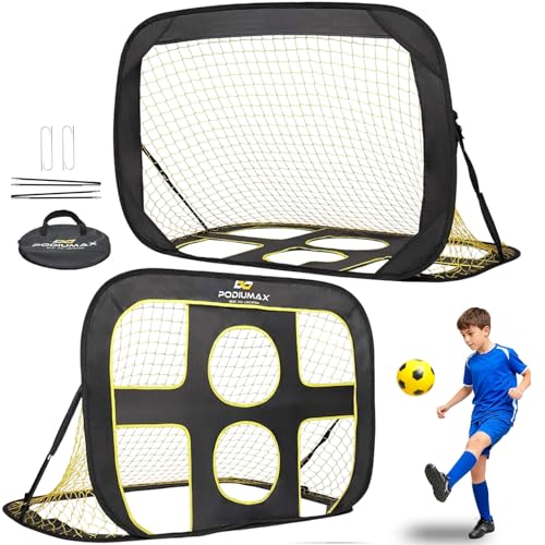 Kids Soccer Goal 2 in 1, Pop up Portable Soccer Goals for Backyard, Soccer Net for Kids Age 3 5 8, Indoor Outdoor Toddler Soccer Goal with Carry Bag, Improving Passing & Shooting Accuracy
