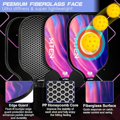 Pickleball Paddles Set of 2 or 4, or Single Paddle – USAPA Approved Fiberglass Surface Pickleball Rackets Set for Men & Women - color: Black Pink