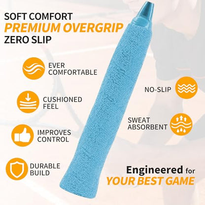 2 Pcs Tennis Racket Grip Tape, Towel Tennis Overgrip Tape, Anti-Slip Absorbent Grip, Racket Overgrip Tape,9 Colors - color: Sky Blue