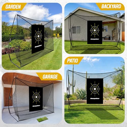 Mangostar Golf Net, 10x7ft Heavy Duty Golf Practice Net for Backyard Driving Real Golf Balls with Target Cloth and Carry Bag, Indoor Outdoor Golf Hitting Training Set Ideal Gift for Golfers