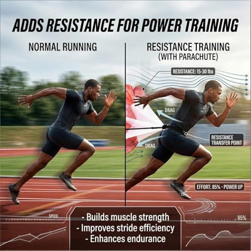 Football Kick Trainer Parachute Resistance with Adjustable Waist Strap for Youth Field, Backyard, Speed and Power Drills - color: Red