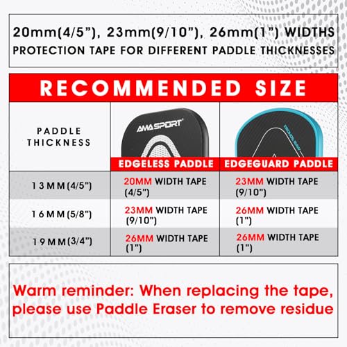 PICKLETECH Pickleball Paddle Protection Tape - Paddle Head Edge Guard - Racket Edge Protection Tape -Fit Perfectly Curved Edge -No Wrinkling