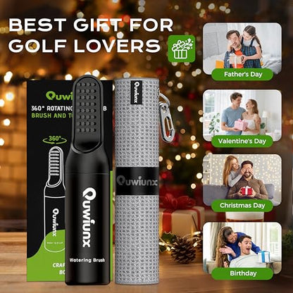 Golf Club Cleaner Kit with 360° Rotating Protective Cover, Strong Magnetic Golf Brush with Waffle Towel Set, Professional Golf Accessories for Men