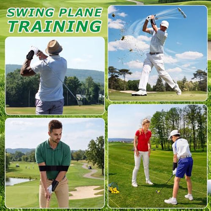 Hoteam 3-in-1 Golf Training Aid Set, Golf Wrist Strap, Swing Arm Band Correction & Grip Trainer, Swing Training Equipment, Improve Muscle Memory and Posture for Beginner Golfer Practice Tool