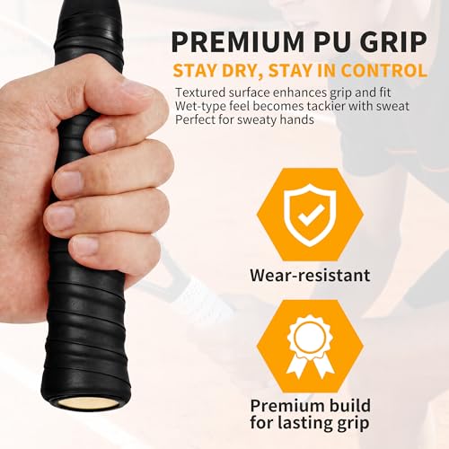2 Pcs Tennis Racket Grip Tape, Dry Tennis Overgrip Tape, Anti-Slip Absorbent Grip, Racket Overgrip Tape - color: Black, size: Textured-43.3"x1"x0.03"