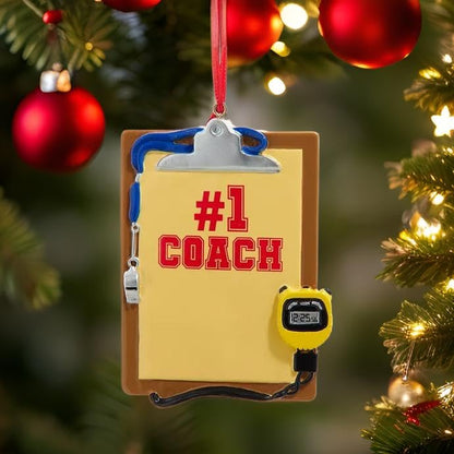 The Bridge Collection #1 Coach Clipboard Ornament with Whistle and Stopwatch Christmas Ornament Gift for Coaches - Sports- Team or Individual Sports
