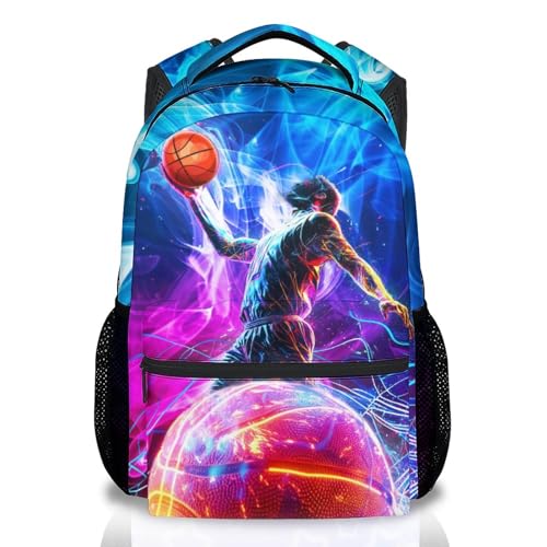 Basketball Backpack for Boys Sports School Bookbag - Kids Lightweight Schoolbag for Youth Preschool Elementary Middle Students (17 Inch) - color: Deep Purple