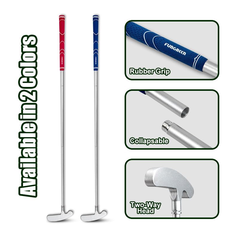FUNGREEN Golf 2PCS/Pack Two-Way Putter Club for Right or Left Handed Golfers Foldable Alloy Rod Head Adults Golf Putter - 34" Length - color: Blue