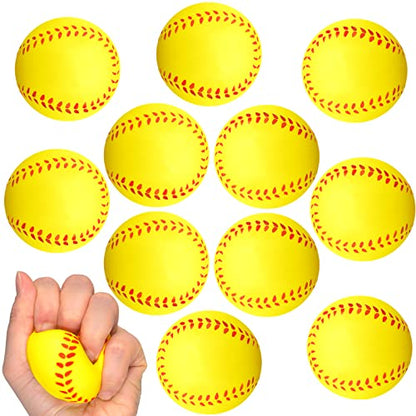 Minatee 12 Pieces Mini Softballs Foam Softball, Stress Balls 2.5' Sports Balls Goodie Bag Stuffers, Small Squeeze Anxiety Bulk Ball, Birthday Gift School Carnival Party Favors Supplies