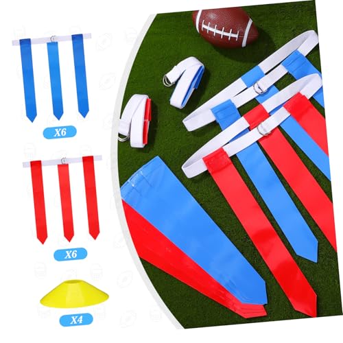 Toddmomy 16-pc Rugby Training Kit Football Flags Set Belts Cones Youth Soccer Equipment Sports Cones for Drills