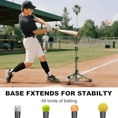 Baseball Tee Batting Tee Softball Tee Portable Travel Hitting Tee,Easy Adjustable Height,Stable Tripod Stand - color: Green, style: Tee Pro