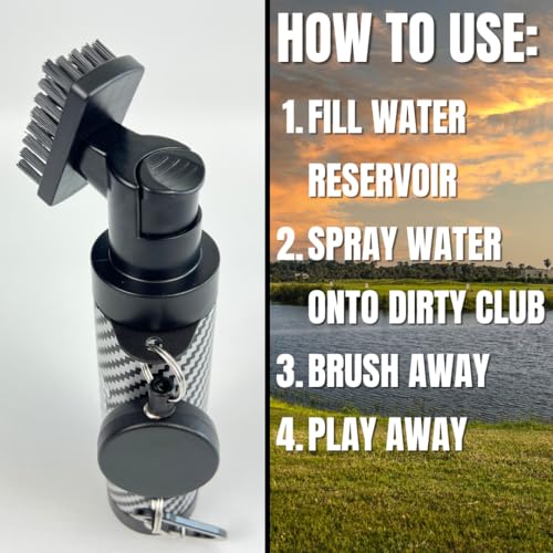 Golf Bag Accessories for Men – Golf Club Water Brush, 50 Golf Tees, Divot Tool & 12x20 Inch Towel - Golf Gifts for Men, Mens Golfing Gifts, Golf Essentials for Men, Golf Accessories Kit - style: Water Club Brush