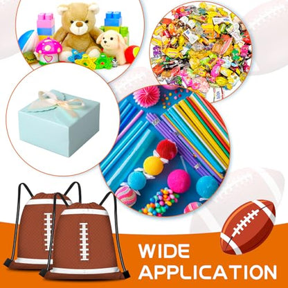 16 Pack Superbowl Party Decorations Football Drawstring Gift Bags Football Party Decorations for Kids Football Snack Goodie Treat Bag for Football Themed Birthday Sports Party Gift,9.8 x 11.8 Inches - style: football