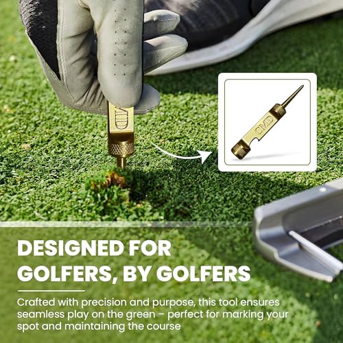 Personalized Golf Ball Marker & Golf Divot Tool - Solid Brass, 100% USA-Made Custom Golf Accessories for Men and Perfect Gifts for Golfers - style: Built-In Bottle Opener
