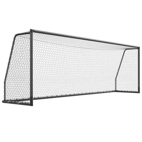 NAIZEA Soccer Goals - 24x8/21x7/18x7/12x6/16x7/10x6/8x6/6x4FT Soccer Goals for Backyard Training- Portable Metal Soccer Net for Youth & Adults - Heavy Duty Steel for Indoor Outdoor Games & Practice - size: 24ft x 8ft, style: Pro-Grey/Alu