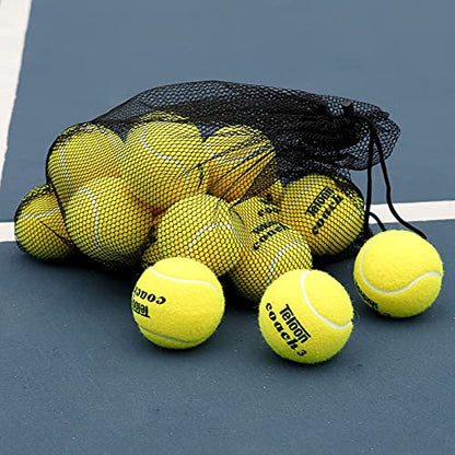 Teloon Pressure Training Tennis Balls-12 or 18 Count-Mesh Carry Bag，4 Colors Available，Pressureless Training Exercise Tennis Balls for Beginners. - color: Yellow-18pcs
