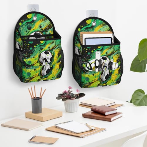 QsirBC Soccer Ball Art 1 Pack Wall Hanging Organizer Bag, Waterproof Polyester Storage Bag with Multiple Pockets, Collapsible Hanging Shelves for Home, Kitchen, Closet Organization