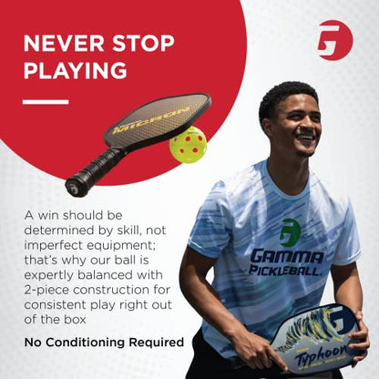 Gamma Photon Pickleballs, 40 Precision Molded Holes, USAPA Approved for Tournament Play, High-Visibility, Quiet, Durable, Ultra Balanced