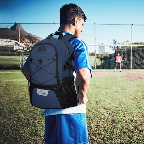 Goloni Soccer Backpack,Basketball Backpack with Ball Compartment & Shoe Compartment,Backpack for Basketball,Soccer - color: Dark Blue