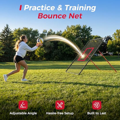 Adjustable Volleyball Rebounder Net, 7x4ft Large Bounce Back Training Net – Multi-Angle, Foldable & Sturdy, Easy Assembly, for Bumping, Spiking & Setting, Indoor & Outdoor Practice Equipment