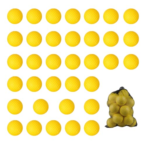 Foam Golf Practice Balls (Pack of 20/Pack of 35),Realistic Feel and Limited Flight Practice Golf Balls for Backyard,Soft Training Golf Balls for Indoor or Outdoor - color: Yellow