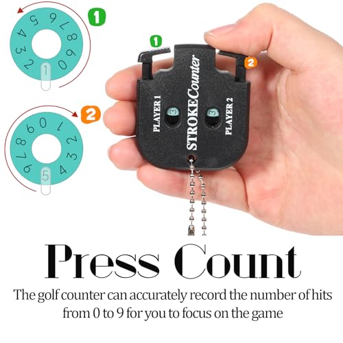 2 PCS Golf Counter Clicker, Portable Square Golf Clicker for 2 Players, Mini Score Keeper Stroke Counter with Hanging Rope for Sport Competitions, Games Scores