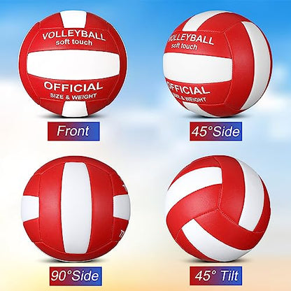 Lenwen 2 Pack Beach Volleyball Official Size 5 for Indoor Outdoor, Waterproof Soft Volleyball with Pump for Adult Beginner Beach Game Gym