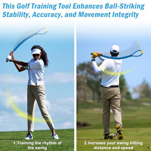 Weighted Premium Golf Rope Swing Trainer, Professional Golf Swing Rope, Warm-Up Training Tempo Aids with Ball and Grip to Improve Speed, Rhythm, Flex & Strength for All-Level Golfers - color: Blue