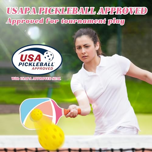 HITTIONA Pickleball Paddles - Fiberglass Pickleball Paddles Set of 2, USAPA Approved Pickle Ball Rackets 2 Pack with 4 Pickleball Balls, 1 Pickleball Net Bag, Paddles Ball Set for Beginners