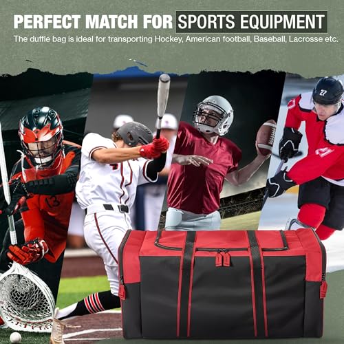 Jetstream Heavy Duty Multi Pocket Durable Sports Gym Equipment Travel Duffel Bag - color: L 32" Red, size: 32IN
