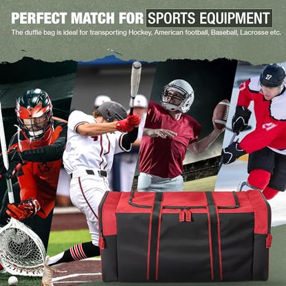 Jetstream Heavy Duty Multi Pocket Durable Sports Gym Equipment Travel Duffel Bag - color: L 32" Red, size: 32IN
