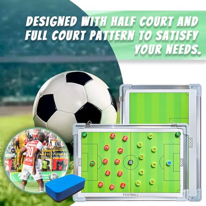 PhantomSky Portable Professional Soccer/Football Aluminum Alloy Tactics Board Coaching Board Strategy Board with Magnetic Markers, Pen, Eraser and Portable Storage Bag (Size: 45 x 30cm)