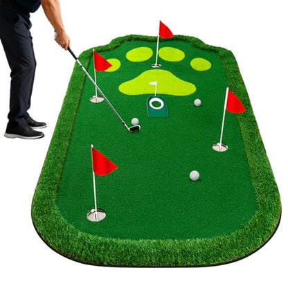 Golf Putting Green Indoor Outdoor Putting matt Professional Training Mat Practice Putting Mat with 3 Flags 1 Movable Cup 2 Slope Pad 5x10ft - style: Indoor Putting Green