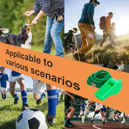 SynHHergyx 2Pcs Plastic Green Sports Whistles for Coaches with Lanyard Loud Crisp Sound Whistles for Referees Teacher Outdoor Enthusiasts and Family Emergencies