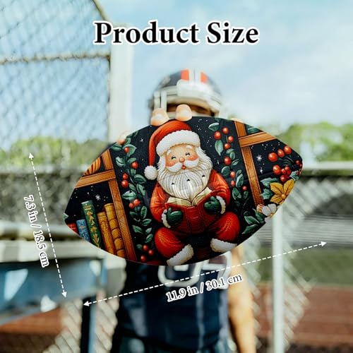 American Football, Official Size 11.9 x 7.3 Inch, Premium Composite Leather High-Grip Ball with Pro-Style Lacing, Unique Prints for Training, Games & Gifts - color: Santa Claus