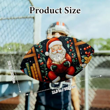 American Football, Official Size 11.9 x 7.3 Inch, Premium Composite Leather High-Grip Ball with Pro-Style Lacing, Unique Prints for Training, Games & Gifts - color: Santa Claus