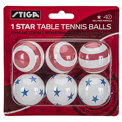 STIGA 1-Star Balls - color: Stars and Stripes, size: 6 Pack
