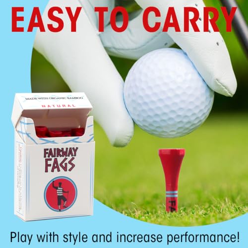 Bamboo Golf Tee Caddy - Funny Cigarette-Style Box, Durable 2 3/4" Biodegradable Wooden Golf Tees, Novelty Golf Gift for Men & Women, Wood Golf Tees 2 3/4 Inch - size: 5 Pack
