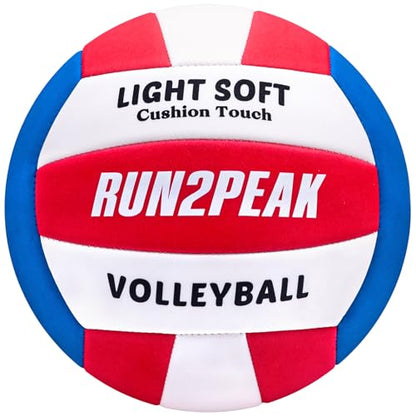 RUN2PEAK Light Soft Beginner Volleyball - Lightweight EVA Soft Foam Composite Cover Training Ball, Official Size 5 - Gentle on Arms, Safe for Indoor Play, Youth Practice, or Recreational Games
